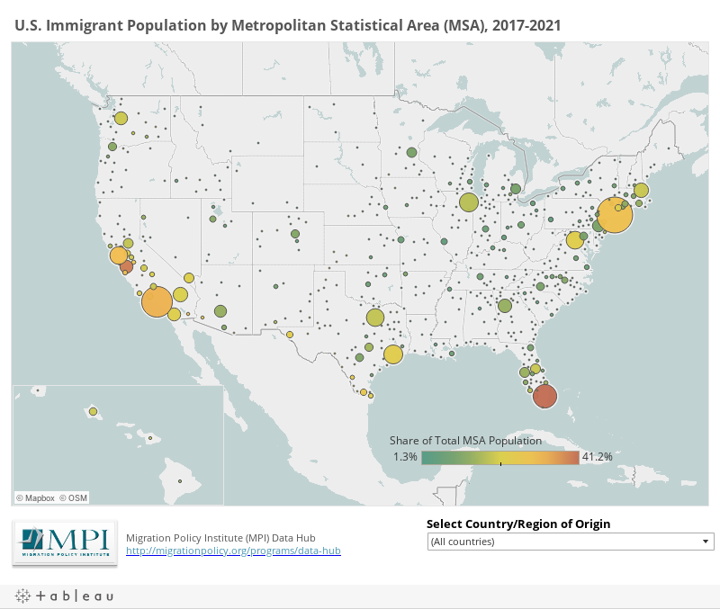 Где живет большинство иммигрантов в США?