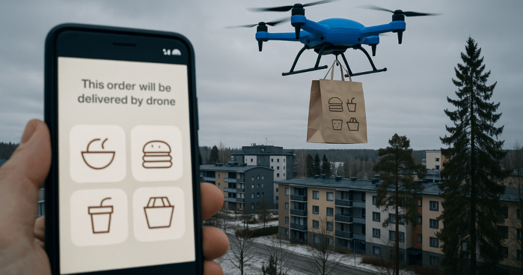 Дроны вместо курьеров: беспилотная доставка еды в Финляндии